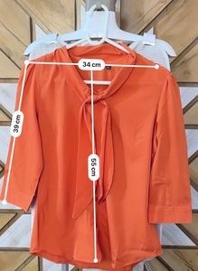 🧡 Elegant FIG Tie-Up Neckline Shirt Size M 🧡