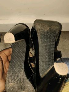 Black Strappy Buckle Heels