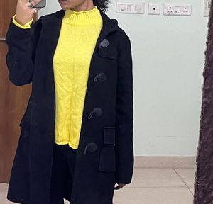 Hooded Toggle Duffle Wool Coat for Women