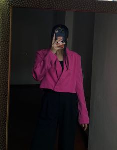 Fuschia PINK Single Breasted Cropped Blazer