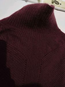 Burgundy Knit Turtleneck Sweater