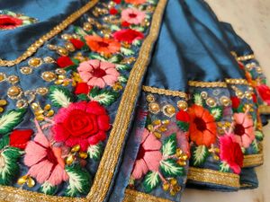 Floral Embroidered Saree |😍🌹