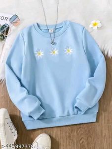 Women Cute Daisy Embroidered Sweatshirt
