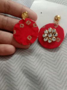 Red &amp; Gold Floral Earrings