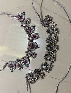 Ethnic Oxidized Silver Choker Necklace Set