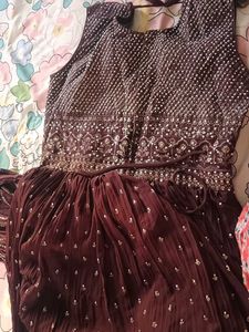 wine colour georgette gown
