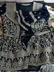 Gorgeous Navy Blue Embroidered Outfit