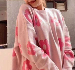 Pink Flower Sweater