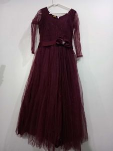 Elegant Burgundy Tulle Gown