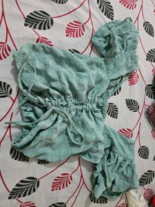 Mint Green Ruched Crop Top
