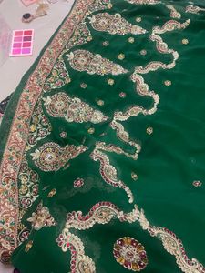 Emerald Green Embroidered Fabric