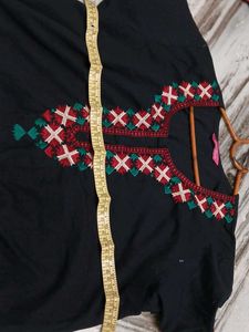 Embroidered Black Kaftan Dress