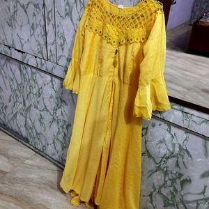 Yellow Embroidered Kurta