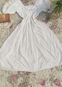 White Cotton Maxi Dress With Beautiful Embroidery