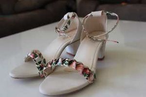 Cute Floral Ankle Strap Heels