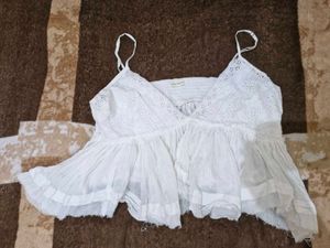 ADORABLE Y2K White Peplum Party Wear Top