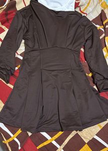 Brown Long Sleeve Little Box Mini Dress