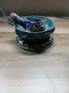 vintage cloisonne hand-painted Turtle And Saucer