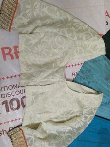 Lace Blouse off white cream colour. floral febric