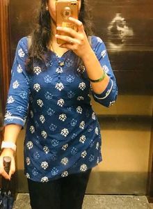 Blue Printed Short Kurti