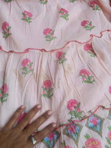 Peach Floral Anarkali Kurti