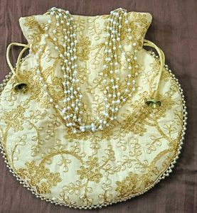 Gold Embroidered Potli Bag