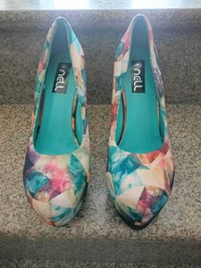 Geometric Print Platform Heels