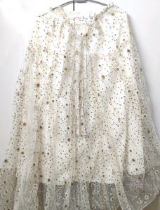 Ethnic Cream Coloured Skirt With Golden Work