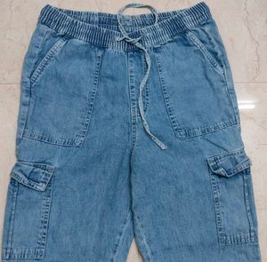 Denim Cargo Joggers