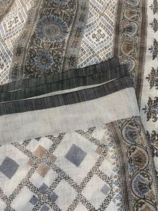 Block Printed Linen Saree