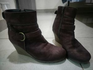 Brown Wedge Ankle Boots
