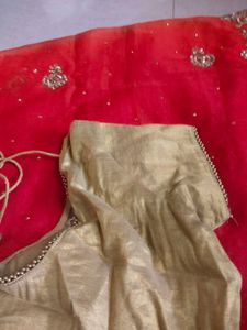 Elegant Red &amp; Orange Saree