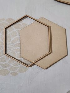 Set Of 8 Hexagon With Ring MDF Board