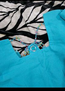 Blue Saree With Stiched Blouse