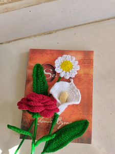 Crochet Daisy, Calla Lily And Rose Flowers