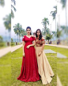 Red Heavy Party Flared Ball Gown