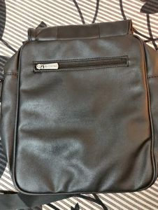 Classic Black Leather Side Bag for Men