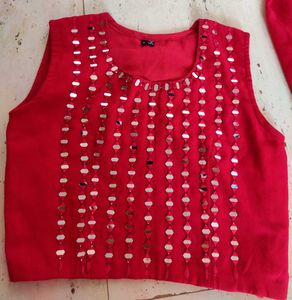 Red Mirror Trim Cardigan