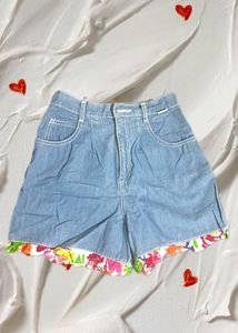 Jeans Shorts Floral Striped