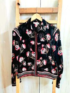 Black Floral Print Shirt Si,e-34