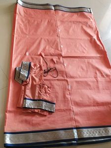 Original Banarasi Silk With Blue Border Zari Work