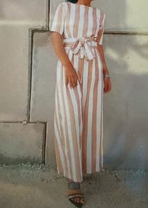 Striped Belted Jumpsuit