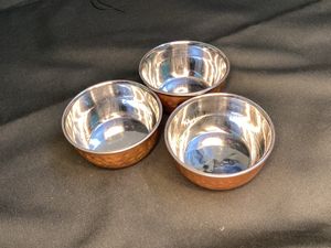 Hammered Double Wall Stainless Steel & Copper Sambar / Chutney Cup (3 Piece Set - 360gms)