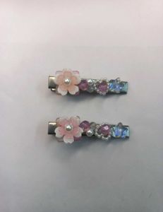 Handmade Pink Beaded Floral Pearl Hair Clips🌸💫