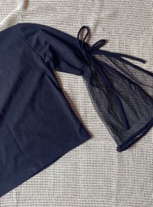 Black Net Flare Sleeves Top