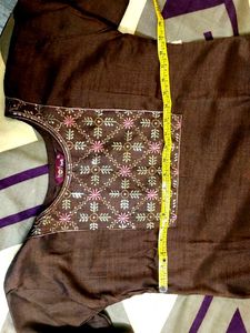 Brown Embroidered Kurta