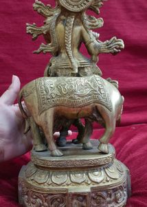 Brass Shree Krishna Idol With Cow
