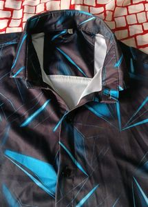 ✨Premium Black&amp;Teal Printed Shirt–Modern &amp; Stylish