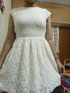 Off White Net Mini Dress