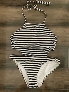 Striped Halter Bikini Set